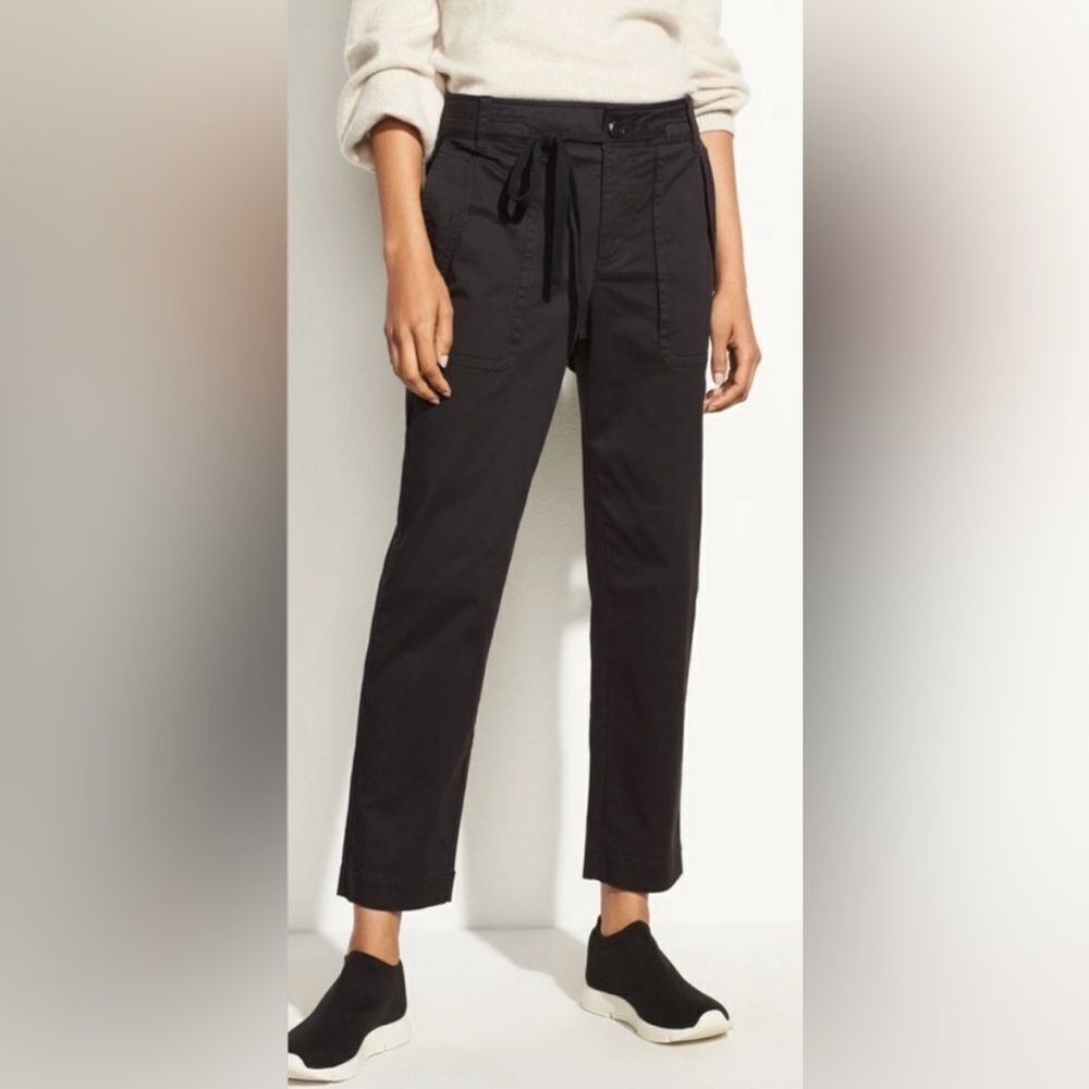 Vince Cropped Utility Cargo Drawstring Pants – Black, Size 10